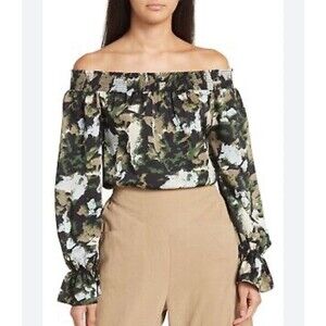 Patricia Luca Off The Shoulder Long Sleeve Lightweight Top Sz Sm New